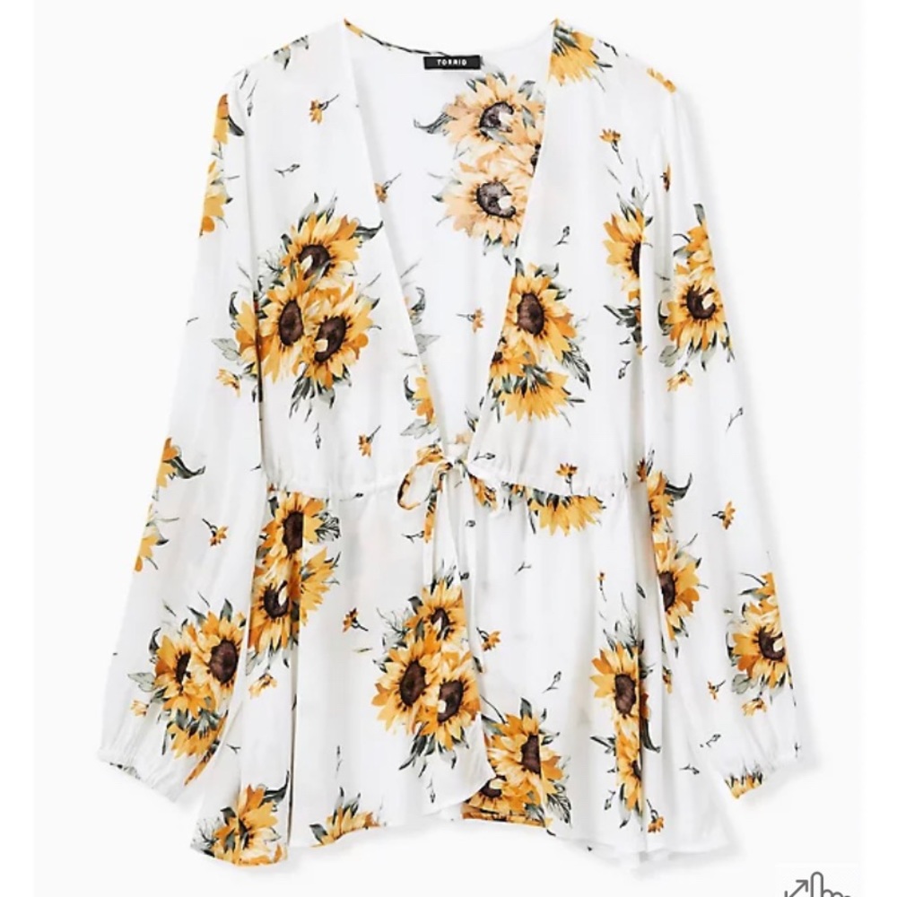 Torrid white sunflower kimono top